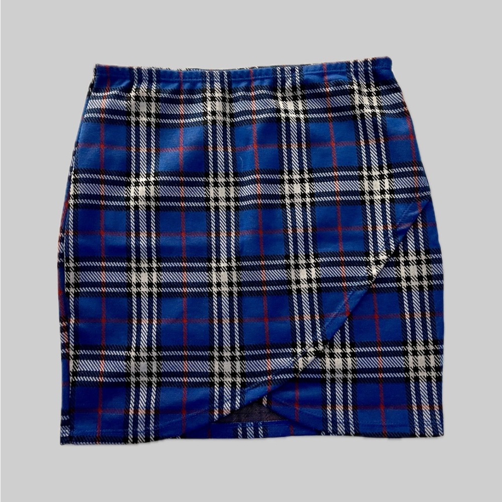 Blue plaid skirt